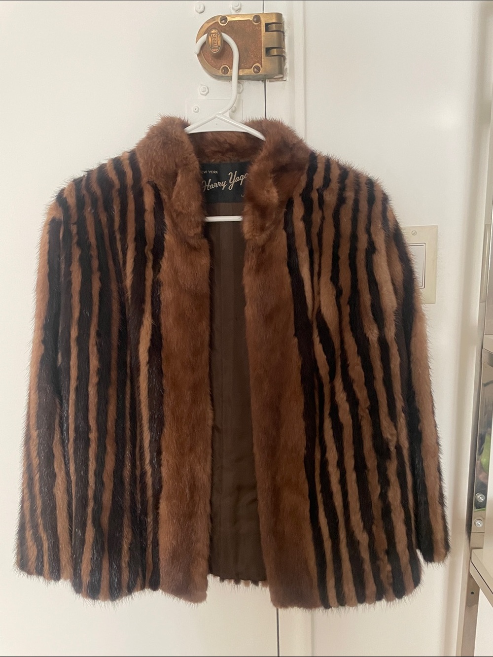 Mink Brown & Black Striped Fur Jacket